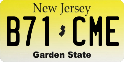 NJ license plate B71CME