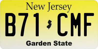 NJ license plate B71CMF