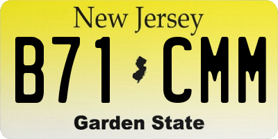 NJ license plate B71CMM