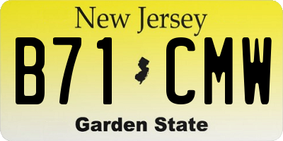 NJ license plate B71CMW