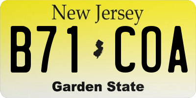 NJ license plate B71COA