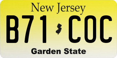 NJ license plate B71COC