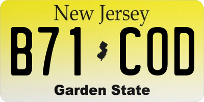 NJ license plate B71COD