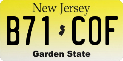 NJ license plate B71COF