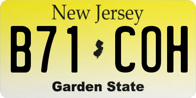 NJ license plate B71COH