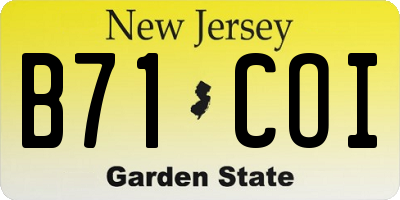 NJ license plate B71COI