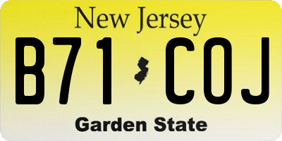 NJ license plate B71COJ