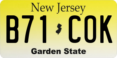 NJ license plate B71COK