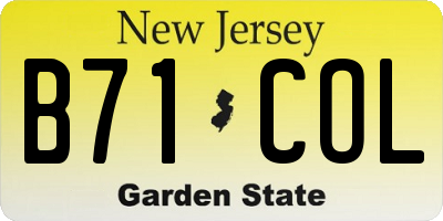 NJ license plate B71COL