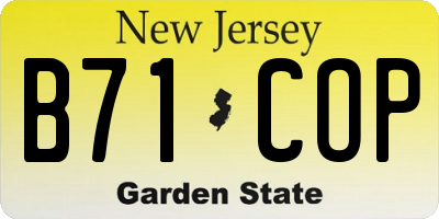 NJ license plate B71COP
