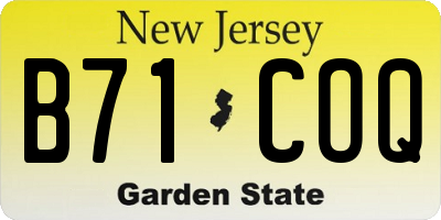 NJ license plate B71COQ