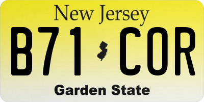 NJ license plate B71COR