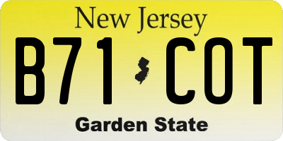 NJ license plate B71COT