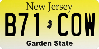 NJ license plate B71COW