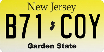 NJ license plate B71COY