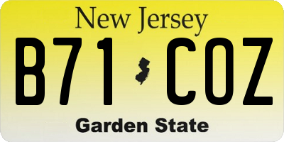 NJ license plate B71COZ