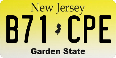 NJ license plate B71CPE