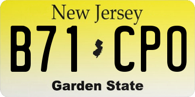 NJ license plate B71CPO