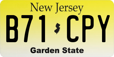 NJ license plate B71CPY