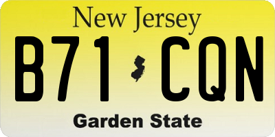 NJ license plate B71CQN