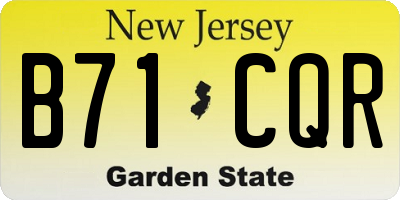 NJ license plate B71CQR