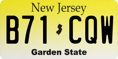 NJ license plate B71CQW