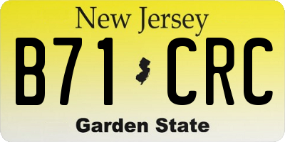 NJ license plate B71CRC