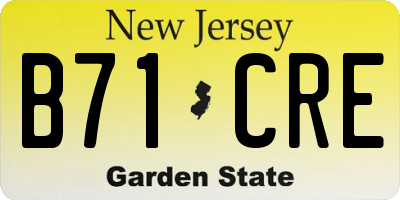 NJ license plate B71CRE