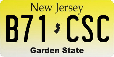NJ license plate B71CSC