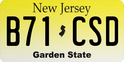 NJ license plate B71CSD