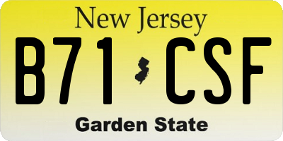 NJ license plate B71CSF