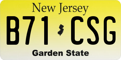 NJ license plate B71CSG