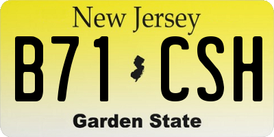 NJ license plate B71CSH
