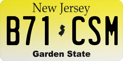 NJ license plate B71CSM
