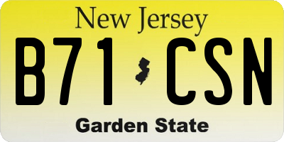 NJ license plate B71CSN
