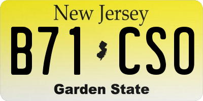 NJ license plate B71CSO