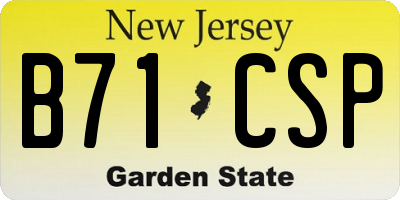 NJ license plate B71CSP