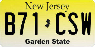 NJ license plate B71CSW