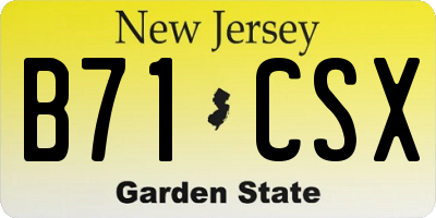 NJ license plate B71CSX