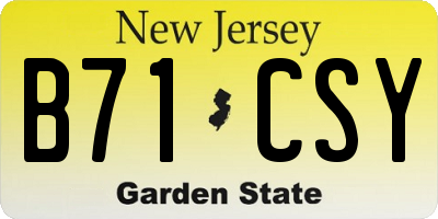 NJ license plate B71CSY