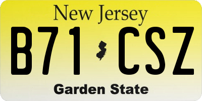 NJ license plate B71CSZ