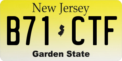 NJ license plate B71CTF