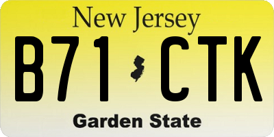 NJ license plate B71CTK