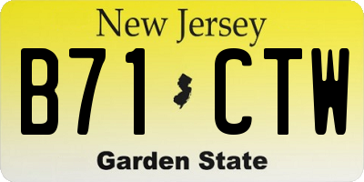 NJ license plate B71CTW