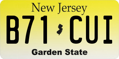 NJ license plate B71CUI
