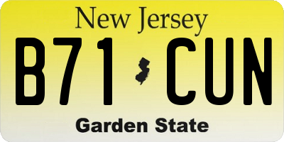 NJ license plate B71CUN