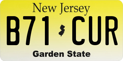 NJ license plate B71CUR