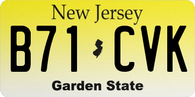 NJ license plate B71CVK