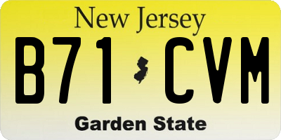 NJ license plate B71CVM