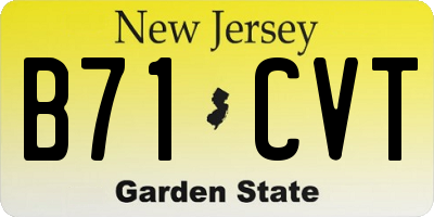 NJ license plate B71CVT